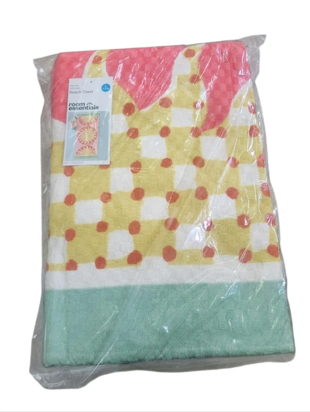 Extra Long Sun Burst Beach Towel - Yellow & Coral Nwt